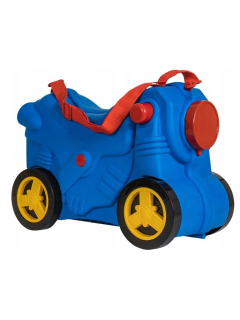 KUFOR NA KOLIESKACH NA SEDADLO, MODRÝ 3D, DETSKÁ CESTOVNÁ BATOŽINA, KABÍNA