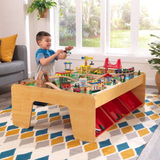 Drevená dráha pre deti - KidKraft 17850 Drevená fronta + stôl - sada
