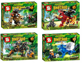 Dinosaur bloky Jurassic 4 ks tyrannosaurus Raptor