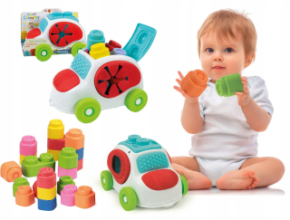 Penové bloky, puzzle - Mäkký autodarček Sensory Blocks pre jednoročné dieťa