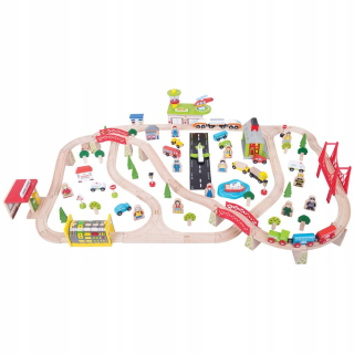 Drevená dráha pre deti - Drevená osobná železničná set BigJigstoys