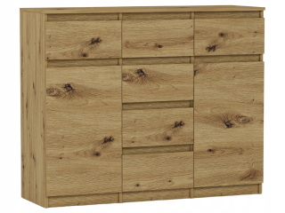 Mobene Moderná komoda 120 x 40 x 98 cm matný dub artisan