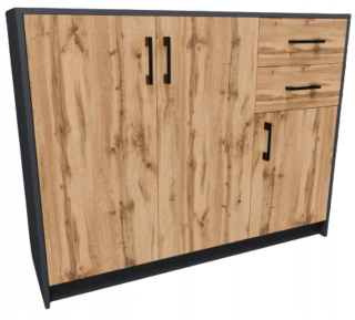 Komoda Matkam MATKAMK3D2SGRAFITWOTAN 109,3 x 35 x 85cm dub wotan, grafit mat.