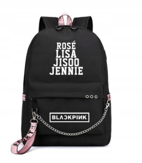 Školský batoh - Kórejský batoh KPOP Black Pink s USB