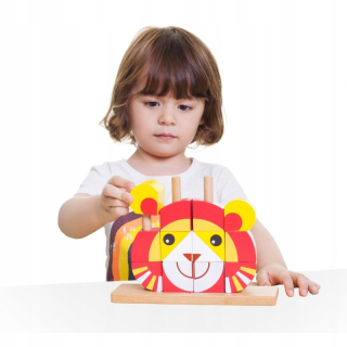 Dráha pre deti, stavebnica - Creative Drevené Spatial Blocks 3D Lion