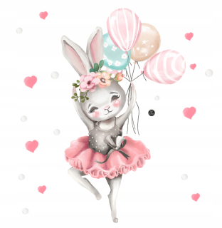 Detské samolepky na stenu - Bunny, balet a balóny - Wall Sticker