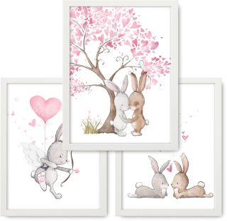 Obraz do detskej izby - Bunny Set 3 fotografií 23x33 IKEA frame # 74