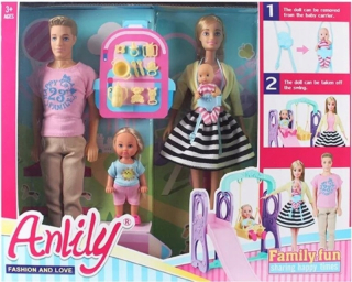 Anlily bábika - Bábika anléne so svojím manželom deti + doplnky