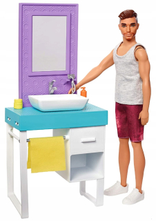 Bábika Barbie - Barbie bábika Ken Kúpeľňa Holiace Domáce