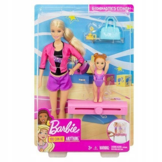Bábika Barbie - Barbie bábika gymnastika tréner Mattel FXP39