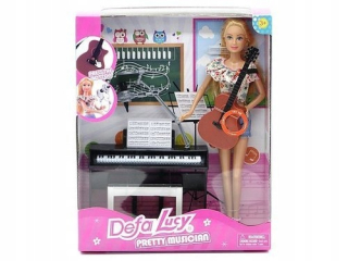 Bábika - DEFA DEFA LUCY 30cm hudobník s gitarou a klavírom
