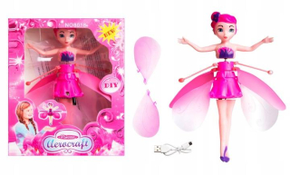 Hračka na diaľkové ovládanie - Flying Doll Pink Fairy ovládaná rukou