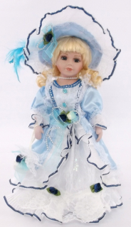 Porcelánová bábika - Porcelánová bábika v krásne šaty, nové, 30 cm