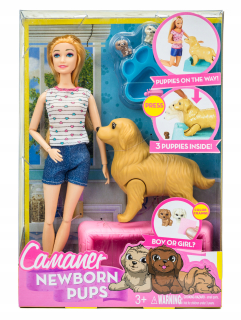 Bábika Barbie - Bábika so psom a šteňatami psom vyvoláva