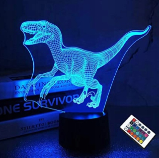 Nočná lampa do detskej izby - 3D LED Dinosaurus Lampa Jurasic Park Night Lampa