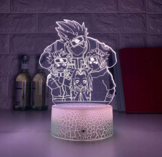 Nočná lampa do detskej izby - 3D LED USB Naruto Kakashi Hatake Anime Pilot