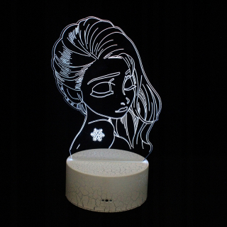 Nočná lampa do detskej izby - Nočná lampa 3D Land ľadu Frozen Elsa Night Pilot
