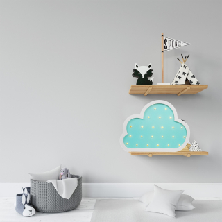 Nočná lampa do detskej izby - Nočná lampa LED Detská drevená Cloud 2xAA