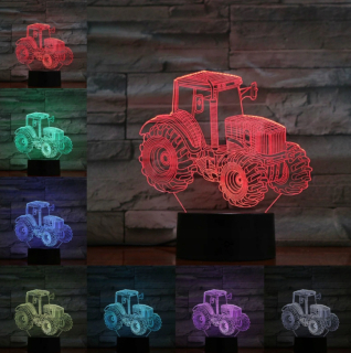 Nočná lampa do detskej izby - 3D LED traktor traktor 16 farieb RGB