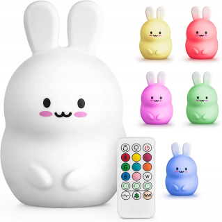 Nočná lampa do detskej izby - Nočná lampa LED Rabbit diaľkové ovládanie Multicolor RGB