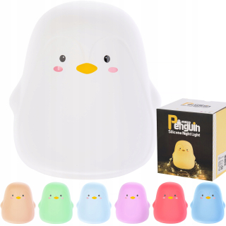 Nočná lampa do detskej izby - Nočné lampy silikónové LED tučniaky 7 farieb