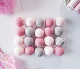 Osvetlenie do detskej izby Cotton balls - Vaty lampy 20 lôpt, na Pudowosphere batérií