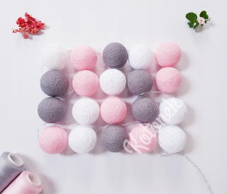 Osvetlenie do detskej izby Cotton balls - Vaty lampy 20 lôpt, na šedých batériami