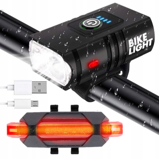 LED CYKLISTICKÁ LAMPA PREDNÁ 800 LUMENOV VÝKONNÁ + ZADNÉ OSVETLENIE V NOCI