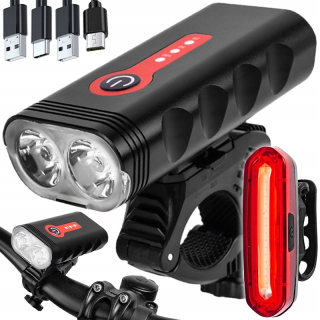 Rebel bicyklové osvetlenie SET USB ZADNÝ + PREDNÝ 800 lm akumulátor