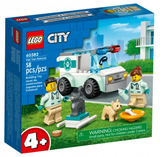 Stavebnica LEGO City - LEGO CITY 60382 Veterinárna ambulancia Pes Mačka 4+