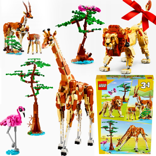 LEGO CREATOR TEHLA SET ZVIERATKA LEV ŽIRAFA POHYBLIVÉ GAZELY AKO DARČEK