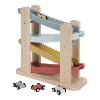 Drevená stavebnica - Trochu Dutch Wooden Slide Tor + 4 autá