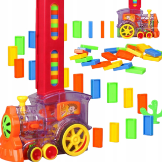 Front lokomotívnej vlaky kladúce domino bloky