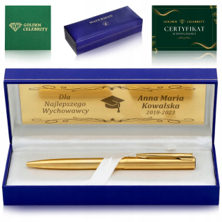 LUXUSNÝ ZLATÝ VODNÍK 24K PERO + GRAVÍROVANÁ KRABIČKA + DARČEK CERTIFIKÁT
