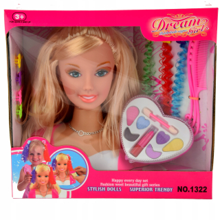 Bábika hlava make-up česanie stylingových doplnkov