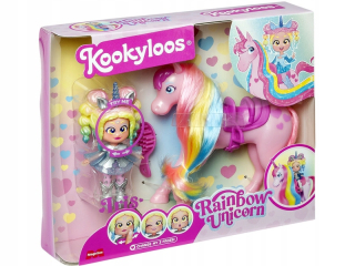 Bábika Kookyloos Rainbow Unicorn Pink Horse Bábika Iris