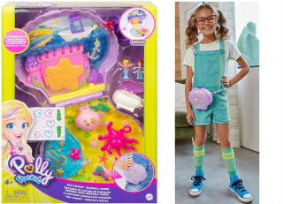 Bábika Polly Pocket - Vrecková bábika Polly kompaktná peňaženka GNH11