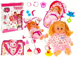 Dráha pre deti, stavebnica - Doll hovorí pl + vozík + autosedačku 10w1 z1409