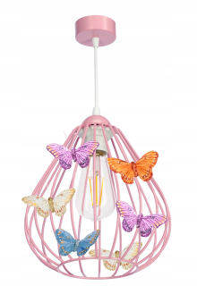 Luster do detskej izby - Závesná lampa butterfly 1 ružová ovál pre dievča