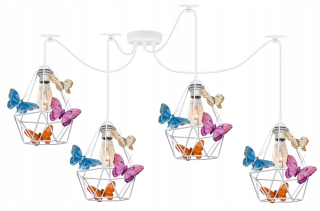 Luster do detskej izby - Prívesky lampa Spider Butterfly 4 Biely - Krobil