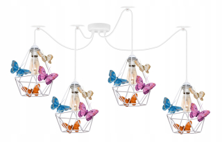 Luster do detskej izby - Závesná lampa Spider butterfly 4 White - môžete LED