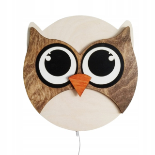 Nočná lampa do detskej izby - Kontaktný lampa pre deti LED drevo sova bronzová