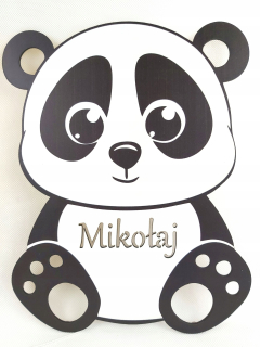 Nočná lampa do detskej izby - Nočná lampa pre deti Panda s menom dieťaťa