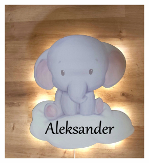 Nočná lampa do detskej izby - Nočné svietidlo pre deti Cloud Elephant Meno Elephant