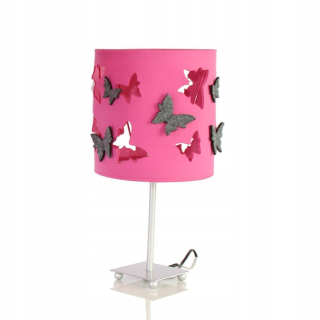 Nočná lampa do detskej izby - Nočná lampa ružové motýľov s šedým prísad.
