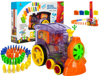 Stavebnica - Lokomotíva puzzle Vlak Domino s LED cunks