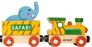 Drevená dráha pre deti - Lokomotíva, vlak Drevený Safari Janod