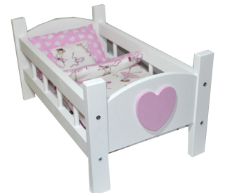 Postieľka pre bábiku -
Drevená postieľka pre bábiky Cradle + posteľnou bielizňou 4 el