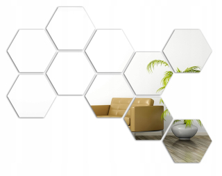 Detské samolepky na stenu - Mirror Hexagon dekoratívne Modern 10 kusov. 3 mm