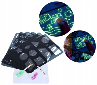Magic LED tabule s šablónami a perá